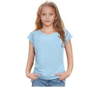 duxyoz Girls Toddler Summer Tops Cap Sleeve Casual T Shirts Solid Color Round Neck Blouse Plain Loose Fit Cute Fashion Basic Tees Elegant Tunic Lightweight Soft Cotton Comfy Tshirts 9-10 Years
