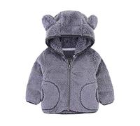 duxyoz Gray Baby Boys Girls Flannel Fleece Jackets Kids Toddler Warm Winter Coats Teddy Fleece Plush Thermal Windproof Coat Full Zip Up Casual Hooded Hoodie Coat With Hood Pockets 2-3 Years
