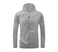 duxyoz Gray Waterproof Raincoat Windbreaker Thin Bicycle Rain Jackets With Hood Solid Color Plain Hoodie Packaway Rain Coats With Hoodie Quick Dry For Outdoor Use L