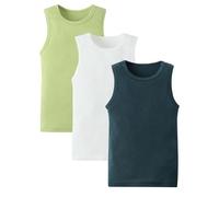 duxyoz Green 3 Pack Boys Sleeveless Tank Tops Cotton Casual Summer Vest Soft Comfy Lightweight Breathable Undershirt Multipack Kids Cartoon Basic Vests Athletic Tees for School Everyday Wear 4-5 Years
