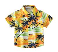 duxyoz Hawaiian Shirt for Kids Boys Girls Children Short Sleeve Hawaiian Beach Shirts Graphic Button Down Tops Lightweight Summer Funky Casual Tee Shirts Front Pocket Slim Fit Classic T-Shirt 7 Years