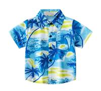 duxyoz Hawaiian Shirt for Kids Boys Girls Children Short Sleeve Hawaiian Beach Shirts Graphic Button Down Tops Lightweight Summer Funky Casual Tee Shirts Front Pocket Slim Fit Classic T-Shirt 9 Years
