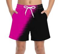 duxyoz Hot Pink Boys Swim Trunks Quick Dry Beach Board Shorts Summer Bathing Suits Anti-Chafe Color Block Swimming Short Casual Loose Lightweight Beach Pants for Holiday Vacation Surfing 12-13 Years