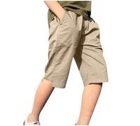 duxyoz Khaki Kids Boys Pull On Cargo Shorts Lightweight Bottoms Casual Outdoor Sweatpants Elastic Waist Scout Uniform Shorts Cotton Summer Short Pants with Pockets for Running Workout 13-14 Years