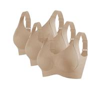 duxyoz Khaki Pack of 3 High Impact Sports Bras for Large Breasts,Ultimate Lift and Support Wire-Free Bra