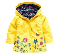 duxyoz Kid Toddler Baby Girls Waterproof Jacket Lightweight Rain Jackets Windproof Rain Coat For Kids Flora Printed Hooded Outwear Loose Fit Button Up Windbreaker Shower Resistant 4-5 Years