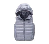 duxyoz Kids Boys Girls Puffer Hooded Vest Winter Warm Sleeveless Padded Gilets Thick Jacket Solid Color Zip-Up Outwear Thermal Lightweight Winter Coat Outdoor Waistcoat Windproof 5-6 Years
