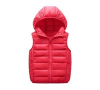 duxyoz Kids Boys Girls Puffer Hooded Vest Winter Warm Sleeveless Padded Gilets Thick Jacket Solid Color Zip-Up Outwear Thermal Lightweight Winter Coat Outdoor Waistcoat Windproof 5-6 Years