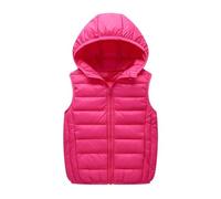 duxyoz Kids Boys Girls Puffer Hooded Vest Winter Warm Sleeveless Padded Gilets Thick Jacket Solid Color Zip-Up Outwear Thermal Lightweight Winter Coat Outdoor Waistcoat Windproof 5-6 Years