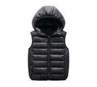 duxyoz Kids Boys Girls Puffer Hooded Vest Winter Warm Sleeveless Padded Gilets Thick Jacket Solid Color Zip-Up Outwear Thermal Lightweight Winter Coat Outdoor Waistcoat Windproof 7-8 Years