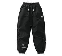 duxyoz Kids Boys Waterproof Trousers - Water-Resistant,Windproof,Fleece Lind,Elastic Waist,Softshell Hiking Pants Winter Warm Skiing Snow Sweatpant 11-12 Years A Black