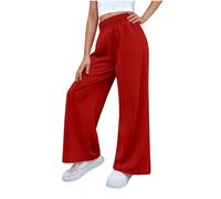 duxyoz Kids Girl Wide Leg Trousers High Elastic Waist Casual Trousers Loose Fit Comfy Straight Leg Sports Pants Teen Girls Solid Color Fashion Textured Joggers Pants Sweatpants 11-12 Years