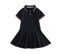 duxyoz Kids Girls Athletic Polo Dress for Tennis Golf Breathable Pique with Pleated Hem Toddler Short Sleeve Summer Active Sports Dresses Solid Basic School Uniform Skater Twirly Dress 10-11 Years