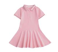 duxyoz Kids Girls Athletic Polo Dress for Tennis Golf Breathable Pique with Pleated Hem Toddler Short Sleeve Summer Active Sports Dresses Solid Basic School Uniform Skater Twirly Dress 2-3 Years