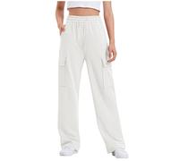 duxyoz Kids Girls Boys Cargo Trousers Elastic Waist Plain Jogging Bottoms Loose Casual Baggy Sports Pants Children Straight Wide Leg Sweatpant Y2k Vintage Joggers with Multi Pockets 12-13 Years