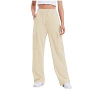 duxyoz Kids Girls Boys Cargo Trousers Elastic Waist Plain Jogging Bottoms Loose Casual Baggy Sports Pants Children Straight Wide Leg Sweatpant Y2k Vintage Joggers with Multi Pockets 11-12 Years