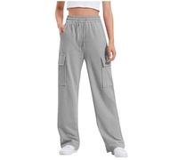 duxyoz Kids Girls Boys Cargo Trousers Elastic Waist Plain Jogging Bottoms Loose Casual Baggy Sports Pants Children Straight Wide Leg Sweatpant Y2k Vintage Joggers with Multi Pockets 11-12 Years