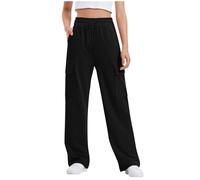 duxyoz Kids Girls Boys Cargo Trousers Elastic Waist Plain Jogging Bottoms Loose Casual Baggy Sports Pants Children Straight Wide Leg Sweatpant Y2k Vintage Joggers with Multi Pockets 12-13 Years