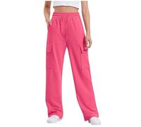 duxyoz Kids Girls Boys Cargo Trousers Elastic Waist Plain Jogging Bottoms Loose Casual Baggy Sports Pants Children Straight Wide Leg Sweatpant Y2k Vintage Joggers with Multi Pockets 13-14 Years