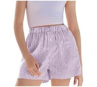 duxyoz Kids Girls Lounge Shorts Elastic Waist Stripe Print Summer Beach Shorts Lightweight Soft Comfy Wide Leg Short Pants Loose Athletic Running Sports Workout Pants Loungewear Short 13-14 Years