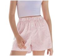 duxyoz Kids Girls Lounge Shorts Elastic Waist Stripe Print Summer Beach Shorts Lightweight Soft Comfy Wide Leg Short Pants Loose Athletic Running Sports Workout Pants Loungewear Short 9-10 Years