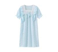 duxyoz Kids Girls Nightdress Princess Nightgown Girls' Nighties Cotton Sleepwear Short Sleeve Lace Square Neck Vintage Victorian Nighties Loose Comfy Loungewear Cute Nightwear Sleepshirts 5-6 Years