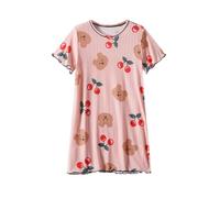 duxyoz Kids Girls Nightgowns Cute Sleep Dress Short Sleeve Casual Summer Pajamas Nightdress Loose Fit Comfy Nightwear Cute Printed Soft Sleepwear Round Neck Nightshirts 03 Pink 6-7 Years
