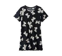 duxyoz Kids Girls Nightgowns Cute Sleep Dress Short Sleeve Casual Summer Pajamas Nightdress Loose Fit Comfy Nightwear Cute Printed Soft Sleepwear Round Neck Nightshirts 02 Black 3-4 Years