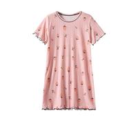 duxyoz Kids Girls Nightgowns Cute Sleep Dress Short Sleeve Casual Summer Pajamas Nightdress Loose Fit Comfy Nightwear Cute Printed Soft Sleepwear Round Neck Nightshirts 03 Pink 6-7 Years