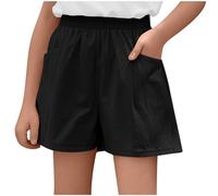 duxyoz Kids Girls Summer Shorts Casual Elastic Waisted Frill Shorts Solid Color Lightweight Loose Fit Cooling Beach Short Pants Baggy Wide Leg Sports Active Running Gym Short with Pockets 9-10 Years