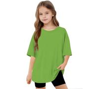 duxyoz Kids Oversized T Shirts Teen Boys Girls Shorts Leeve Summer Baggy Tops Trendy Crewneck Plain Basic Tees Classic Fashion Tshirts Loose Fit Cute Tunic Top Round Neck Longline Blouse 12-13 Years