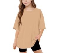 duxyoz Kids Oversized T Shirts Teen Boys Girls Shorts Leeve Summer Baggy Tops Trendy Crewneck Plain Basic Tees Classic Fashion Tshirts Loose Fit Cute Tunic Top Round Neck Longline Blouse 13-14 Years