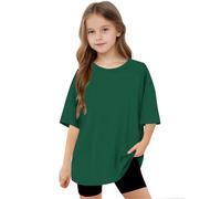 duxyoz Kids Oversized T Shirts Teen Boys Girls Shorts Leeve Summer Baggy Tops Trendy Crewneck Plain Basic Tees Classic Fashion Tshirts Loose Fit Cute Tunic Top Round Neck Longline Blouse 10-11 Years