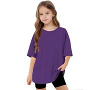 duxyoz Kids Oversized T Shirts Teen Boys Girls Shorts Leeve Summer Baggy Tops Trendy Crewneck Plain Basic Tees Classic Fashion Tshirts Loose Fit Cute Tunic Top Round Neck Longline Blouse 13-14 Years