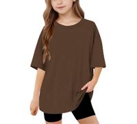 duxyoz Kids Oversized T Shirts Teen Boys Girls Shorts Leeve Summer Baggy Tops Trendy Crewneck Plain Basic Tees Classic Fashion Tshirts Loose Fit Cute Tunic Top Round Neck Longline Blouse 12-13 Years