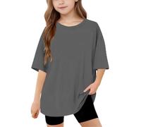 duxyoz Kids Oversized T Shirts Teen Boys Girls Shorts Leeve Summer Baggy Tops Trendy Crewneck Plain Basic Tees Classic Fashion Tshirts Loose Fit Cute Tunic Top Round Neck Longline Blouse 13-14 Years
