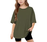 duxyoz Kids Oversized T Shirts Teen Boys Girls Shorts Leeve Summer Baggy Tops Trendy Crewneck Plain Basic Tees Classic Fashion Tshirts Loose Fit Cute Tunic Top Round Neck Longline Blouse 12-13 Years