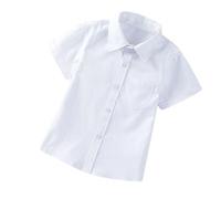 duxyoz Kids Short Sleeve Shirt School Uniform Boys Girls School Shirts Classic Button-Down Shirts Basic Back to School Uniform Solid Color Lightweight Point Collar Tops Fashion Dress Shirt 2-14 Years