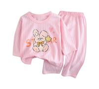 duxyoz Kids Toddler Girl Boy Two Piece Pajamas Set Cotton Long Sleeve Loungewear Sets Infant Baby Cute Printed Round Neck Shirts Long Pants 2 Pieces Casual Sleepwear 18-24 Months