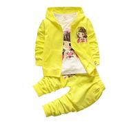 duxyoz Kids Tracksuit Full Set For Girls Toddler 3 Piece Casual Fall Winter Outfit Long Sleeve Hoodie Jacket T-Shirt With Jogger Pants Set Kids 3Pcs Clothing Sets Schoolwear Trousers Suit 3-4 Years
