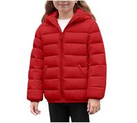 duxyoz Kids Winter Coat Girls Boys - Lightweight Packable Hooded Puffer Jacket,Windproof Warm Padded Quilted Coat for School Outdoor Activities (UK, Age, 6 Years, 7 Years, Regular, Red)