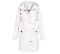 duxyoz Ladies' Long Waterproof Rain Jacket Windproof Overcoat Hoodie With Pockets Waterproof Trench Coat For Women Size 8 10 12 14 16 18 Raincoat Reusable Jackets Breathable & Lightweight L