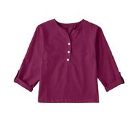 duxyoz Linen Shirts for Kids Boys Girls Long Sleeve Casual Tops Loose Fit Basic Henley Shirt Spring Summer Comfy Clothes Lightweight Breathable Pullover Blouse Classic Button Up Tunic Tees 7-8 Years