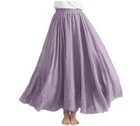 duxyoz Linen Skirt for Women UK Casual Summer Lightweight Flowy A-Line Maxi Skirts Solid Color Plain Full Length Beach Boho Skirts Swing Long Dress UK 01 Rose Gold Free Size