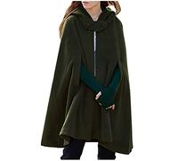 duxyoz Long Cape Women'S Medieval Cloak With Hood Open Front Loose Cape Shawl Poncho Coat Elegant Vintage Hooded Winter Warm Comfy Soft Cloak Trendy Gothic Outwear Overcoat Trench Coat 01 Green S