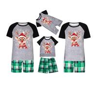 duxyoz Matching Christmas Pjs for Family，Matching Sets Christmas Pjs for Family，Two Piece Pj Sets，Short Sleeve Sleepwear Loungewear，Comfy Lounge Set 10-11 Years