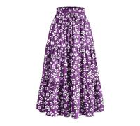 duxyoz Maxi Skirts for Women Summer Boho Tiered Long Flowy Skirt Bohemian Boho Drawstring High Waisted Swing A-Line Skirt Casual Party Holiday Ruffle Gypsy Vintage Pleated Skirts Full Length