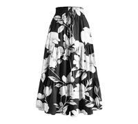 duxyoz Maxi Skirts for Women Summer Boho Tiered Long Flowy Skirt Bohemian Boho Drawstring High Waisted Swing A-Line Skirt Casual Party Holiday Ruffle Gypsy Vintage Pleated Skirts Full Length