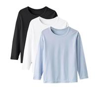 duxyoz Multicolor 3 Pack Boys Girls Long Sleeve Tops Basic School T-Shirts Crewneck Casual Solid Tunic Tees Soft Comfortable Layering T Shirt Top Round Neck Base Underwear Shirt Loungewear 1-2 Years