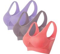 duxyoz Multipack Comfort Sports Bras for Women UK with Removable Pads Padded Bralette Plus Size Sleep Bras for Ladies Maternity Bra Wide Strap Brassiere for Yoga Running Jogging Gym